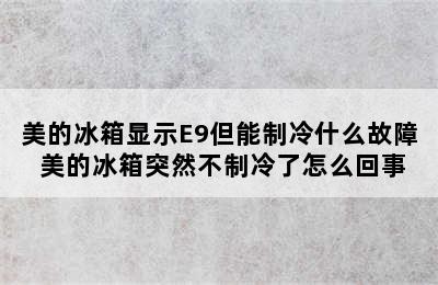 美的冰箱显示E9但能制冷什么故障 美的冰箱突然不制冷了怎么回事